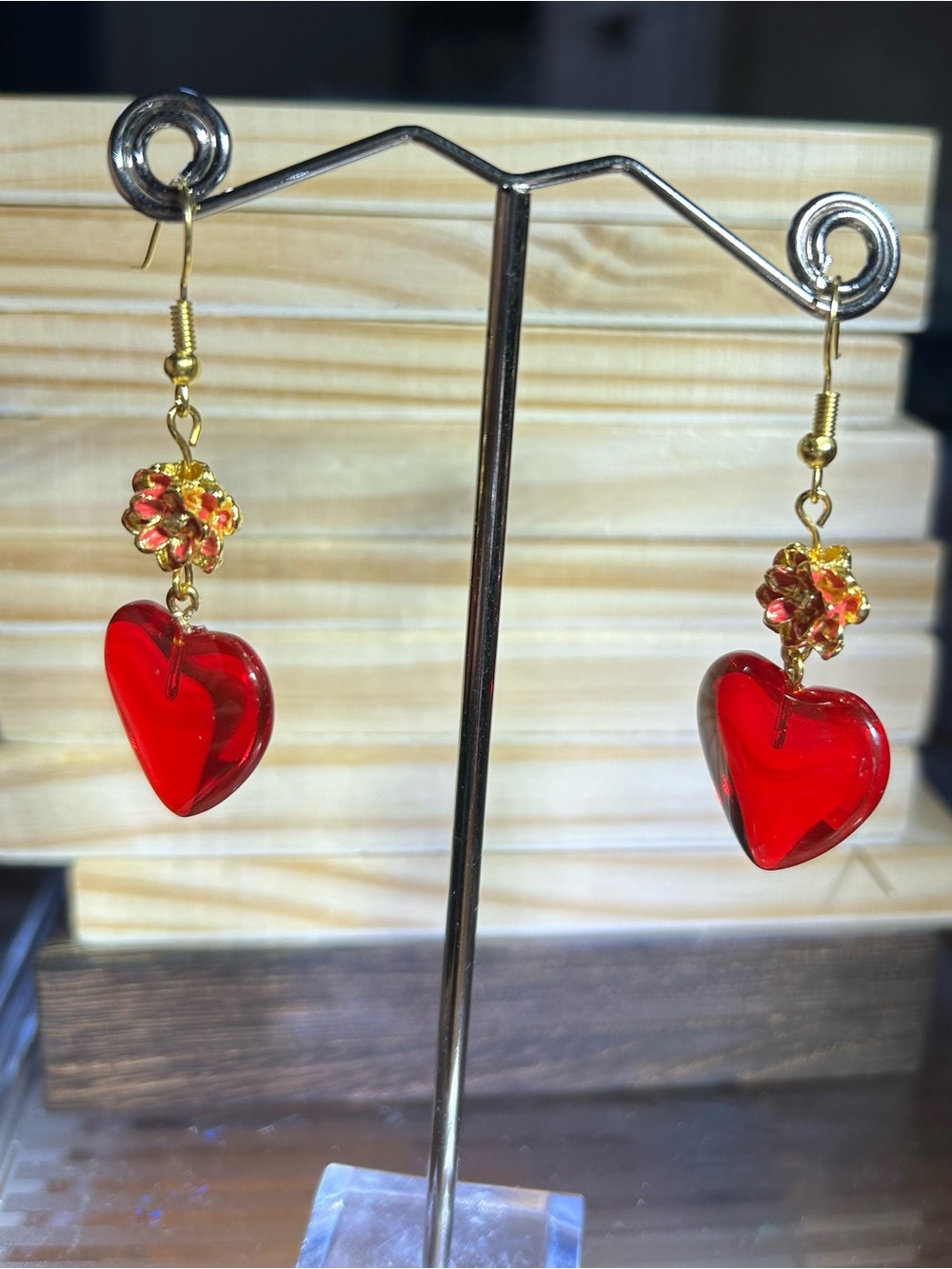 3/$25 Red Heart Drop Earrings - Picture 5 of 6